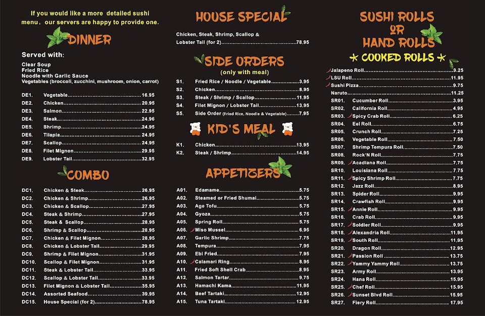 Menu page showing steak, shrimp, and salmon